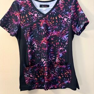 Koi Lite Women's Black Pink and Purple scrub top